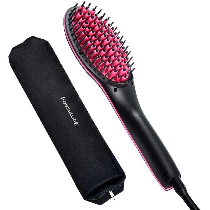 Amazon | ストレート ブラシ型 ヘアアイロン 収納ポーチ付き